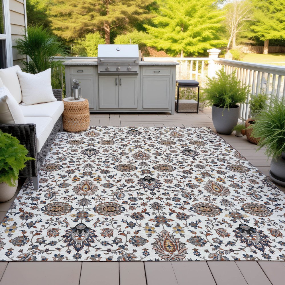 Machine Washable Indoor/Outdoor Chantille ACN2192 Ivory 8' x 10' Rug. Picture 7