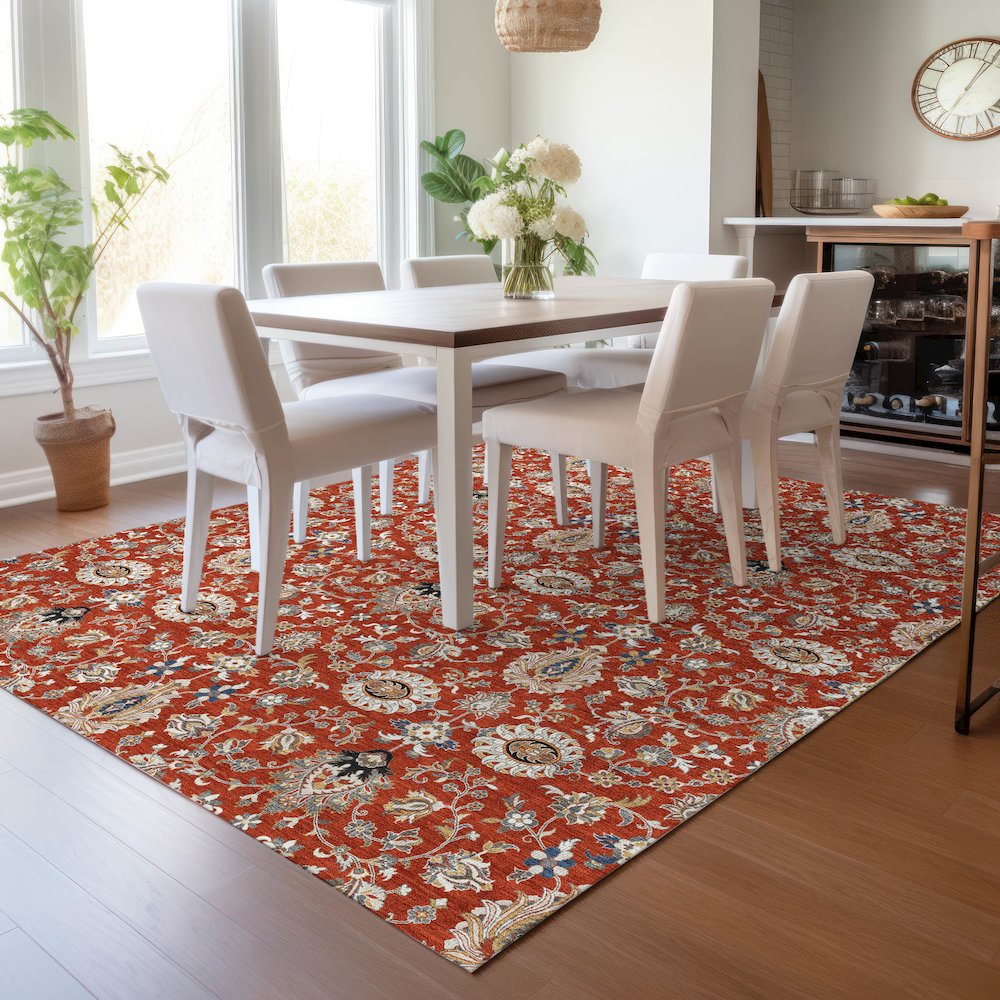Machine Washable Indoor/Outdoor Chantille ACN2192 Red 8' x 10' Rug. Picture 5