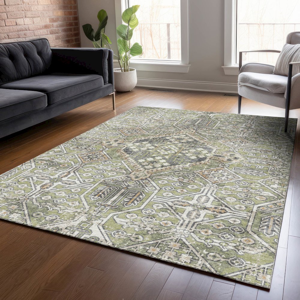 Machine Washable Indoor/Outdoor Chantille ACN2197 Aloe 8' x 10' Rug. Picture 5