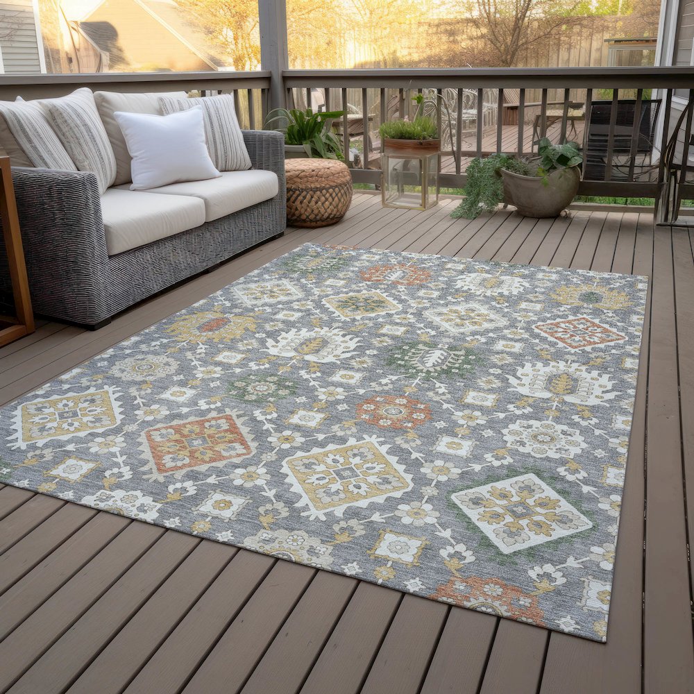 Machine Washable Indoor/Outdoor Chantille ACN2200 Gray 8' x 10' Rug. Picture 8