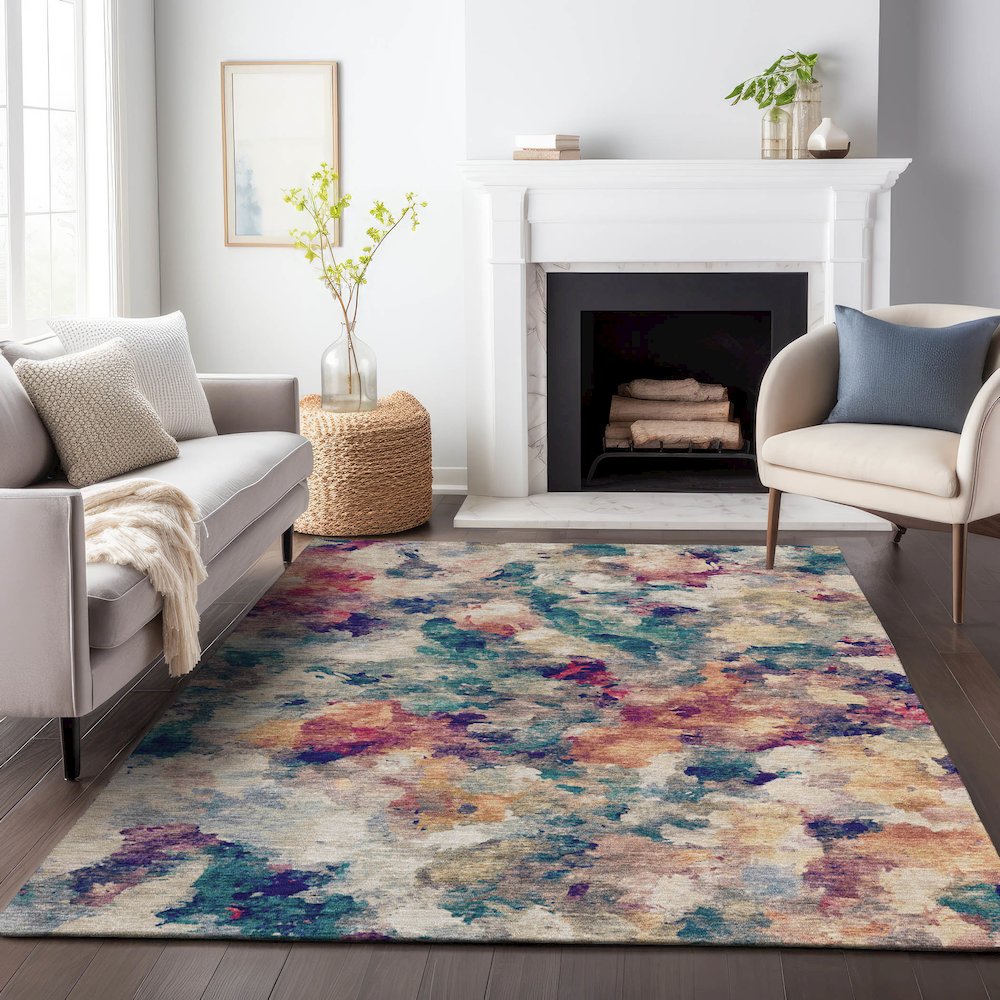 Machine Washable Indoor/Outdoor Chantille ACN2203 Putty 8' x 10' Rug. Picture 6