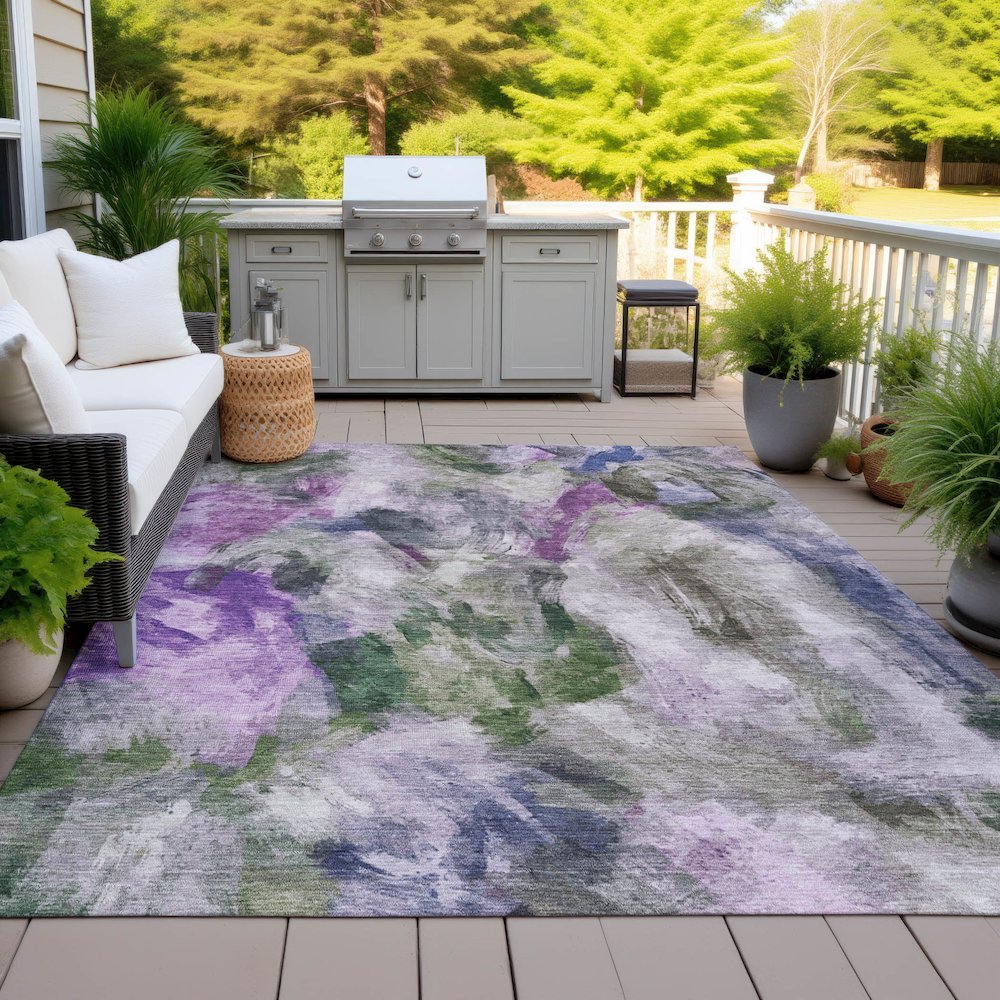 Machine Washable Indoor/Outdoor Chantille ACN2204 Lavender 8' x 10' Rug. Picture 7