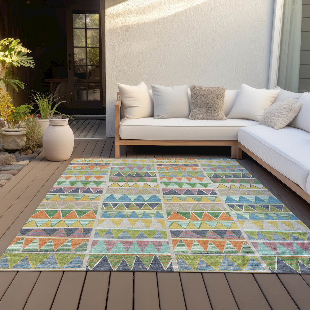 Machine Washable Indoor/Outdoor Chantille ACN2205 Beige 8' x 10' Rug. Picture 7