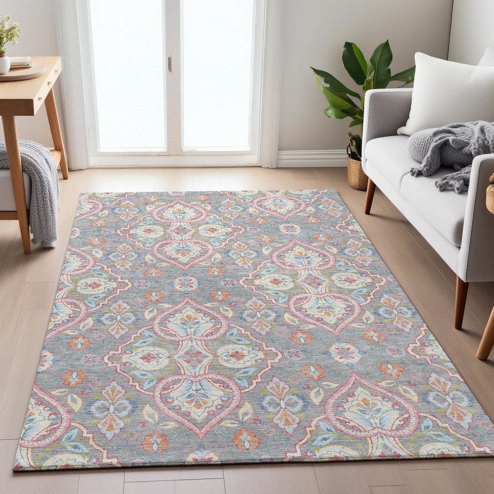 Machine Washable Indoor/Outdoor Chantille ACN2207 Gray 8' x 10' Rug. Picture 5