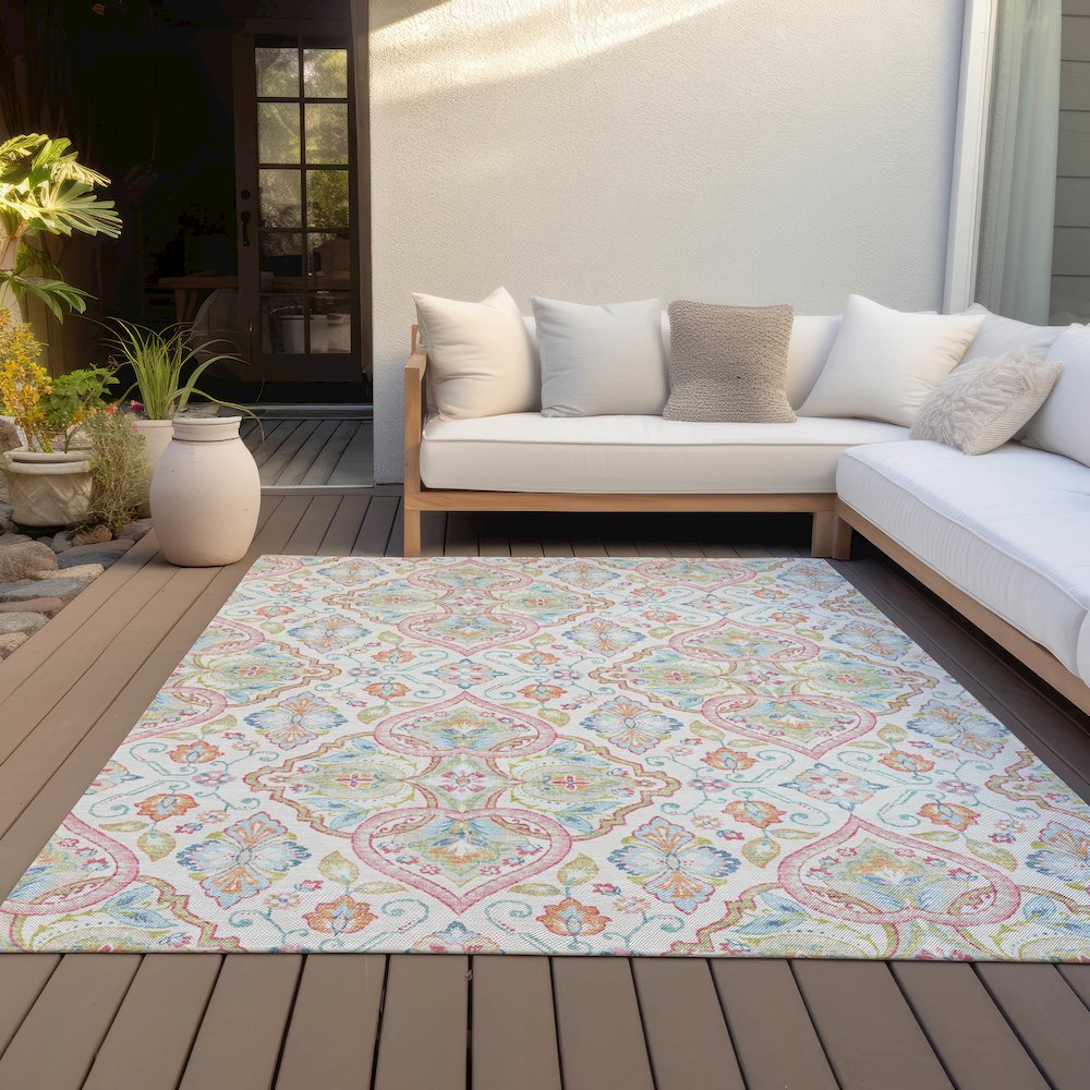 Machine Washable Indoor/Outdoor Chantille ACN2207 Ivory 8' x 10' Rug. Picture 7