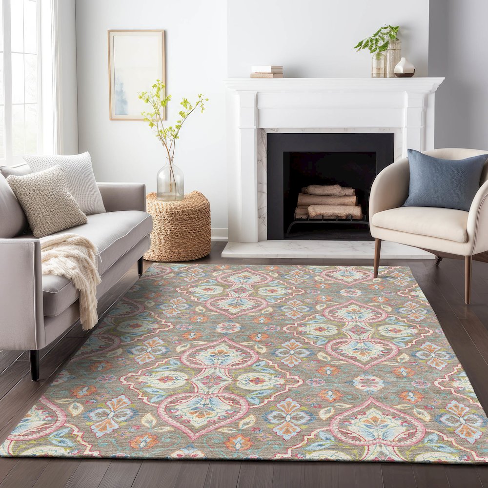 Machine Washable Indoor/Outdoor Chantille ACN2207 Taupe 8' x 10' Rug. Picture 6