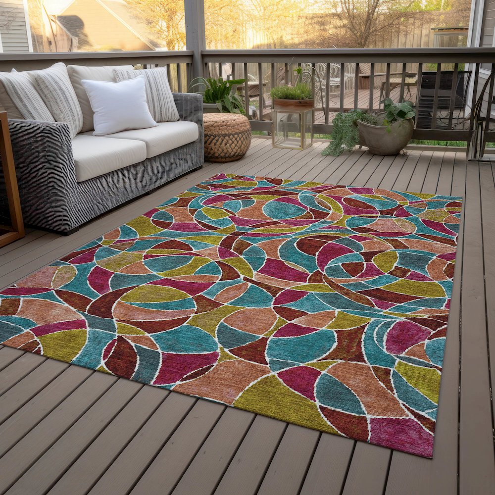 Machine Washable Indoor/Outdoor Chantille ACN2208 Merlot 8' x 10' Rug. Picture 8