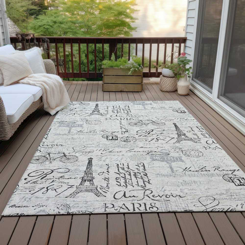 Machine Washable Indoor/Outdoor Chantille ACN2209 Beige 8' x 10' Rug. Picture 7