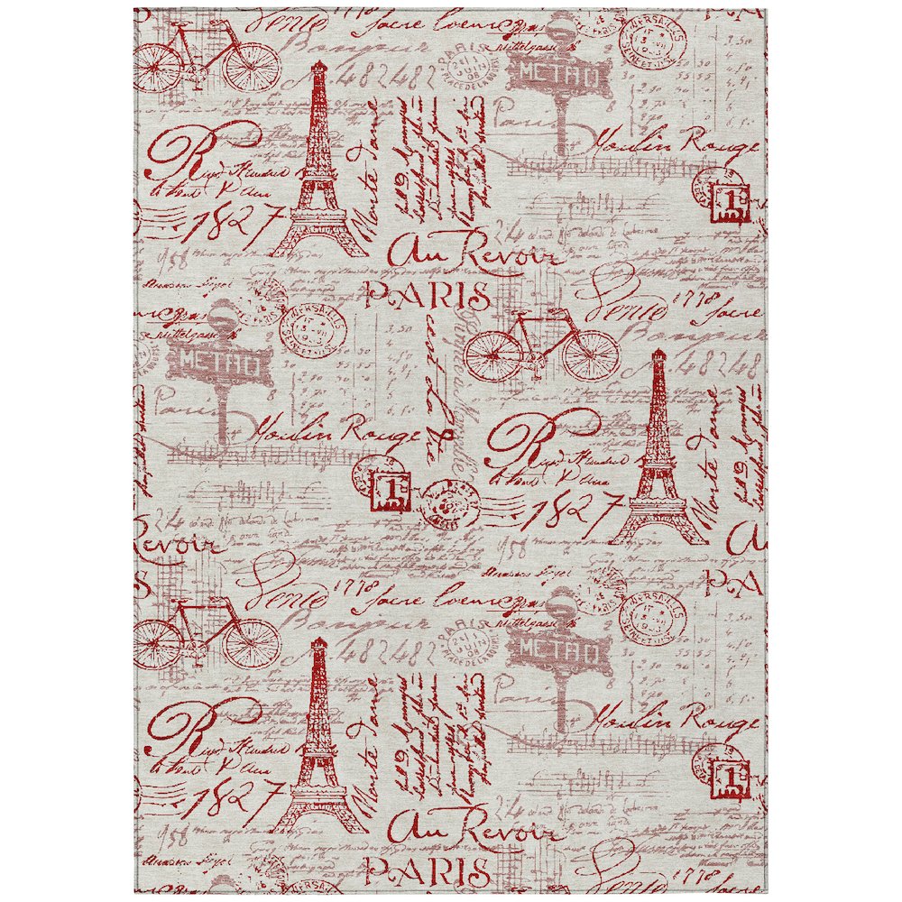 Machine Washable Indoor/Outdoor Chantille ACN2209 Red 8' x 10' Rug. Picture 1