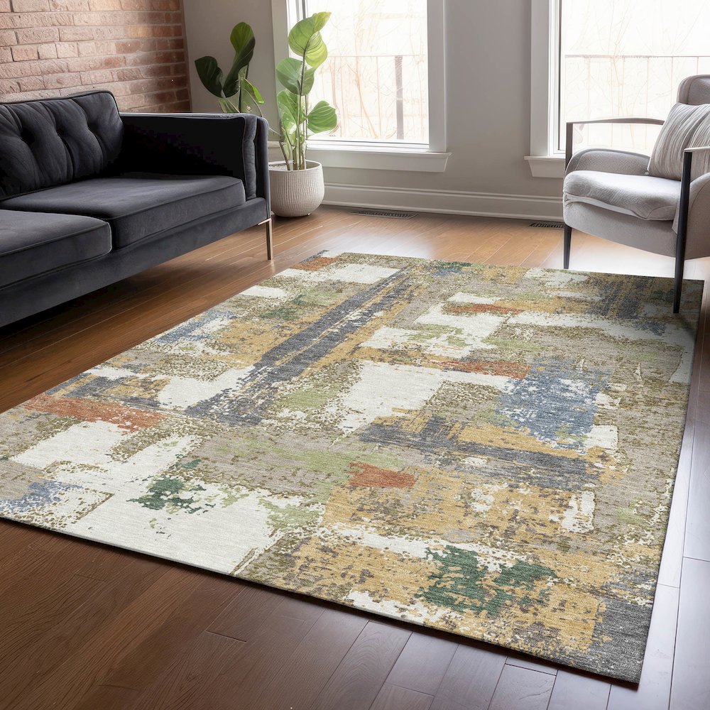 Machine Washable Indoor/Outdoor Chantille ACN2212 Ivory 8' x 10' Rug. Picture 5