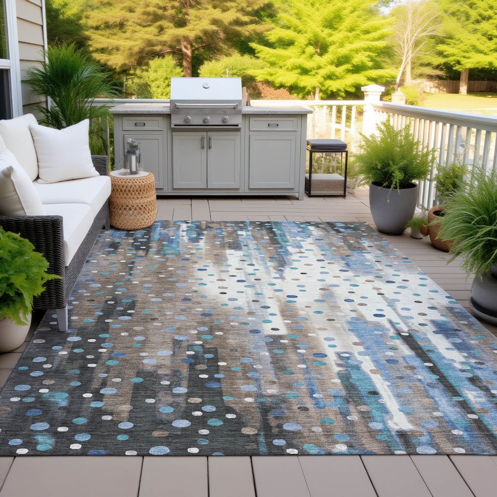 Machine Washable Indoor/Outdoor Chantille ACN2213 Taupe 8' x 10' Rug. Picture 7