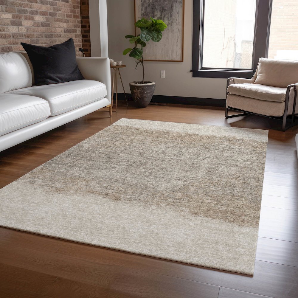 Machine Washable Indoor/Outdoor Chantille ACN2214 Beige 8' x 10' Rug. Picture 5