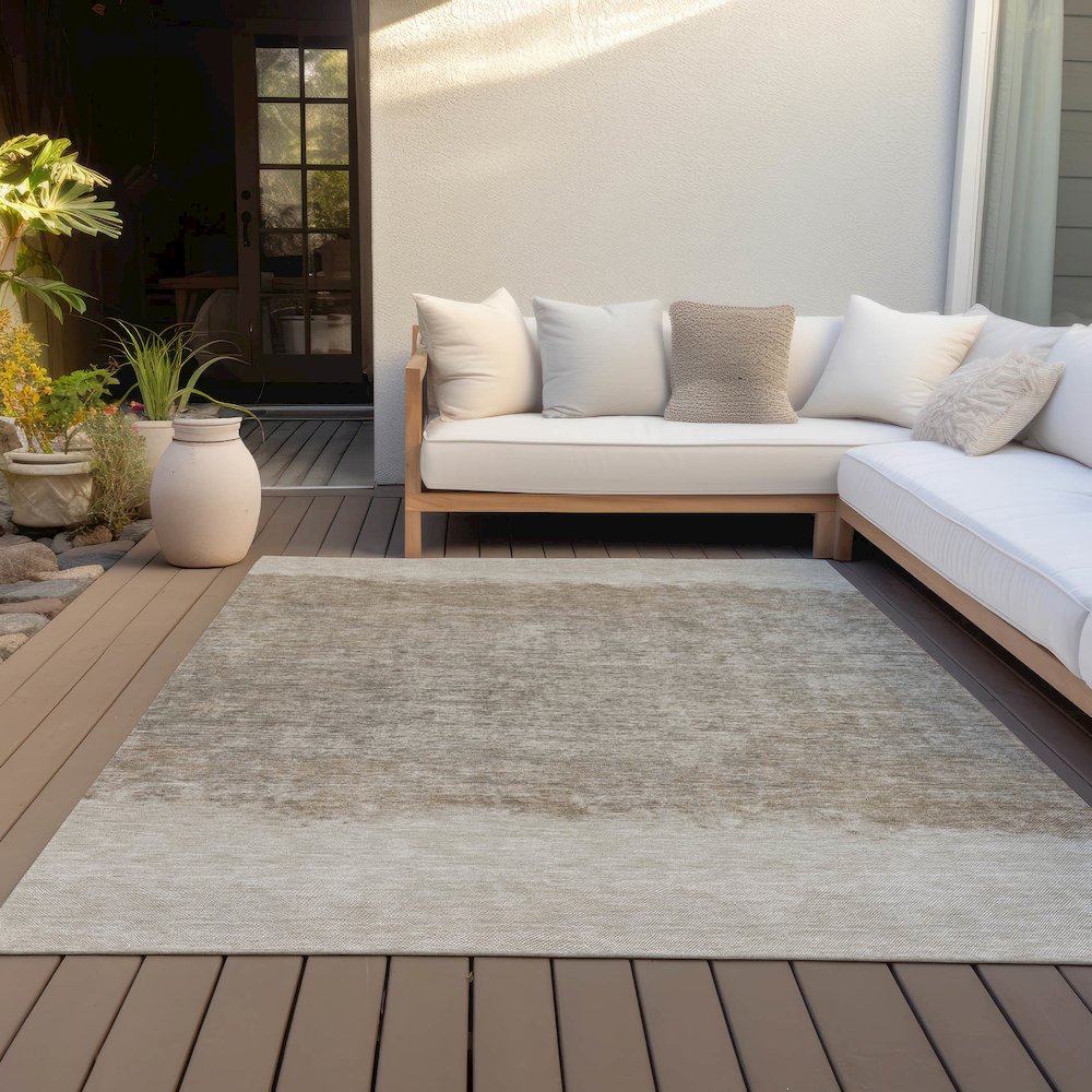 Machine Washable Indoor/Outdoor Chantille ACN2214 Beige 8' x 10' Rug. Picture 7