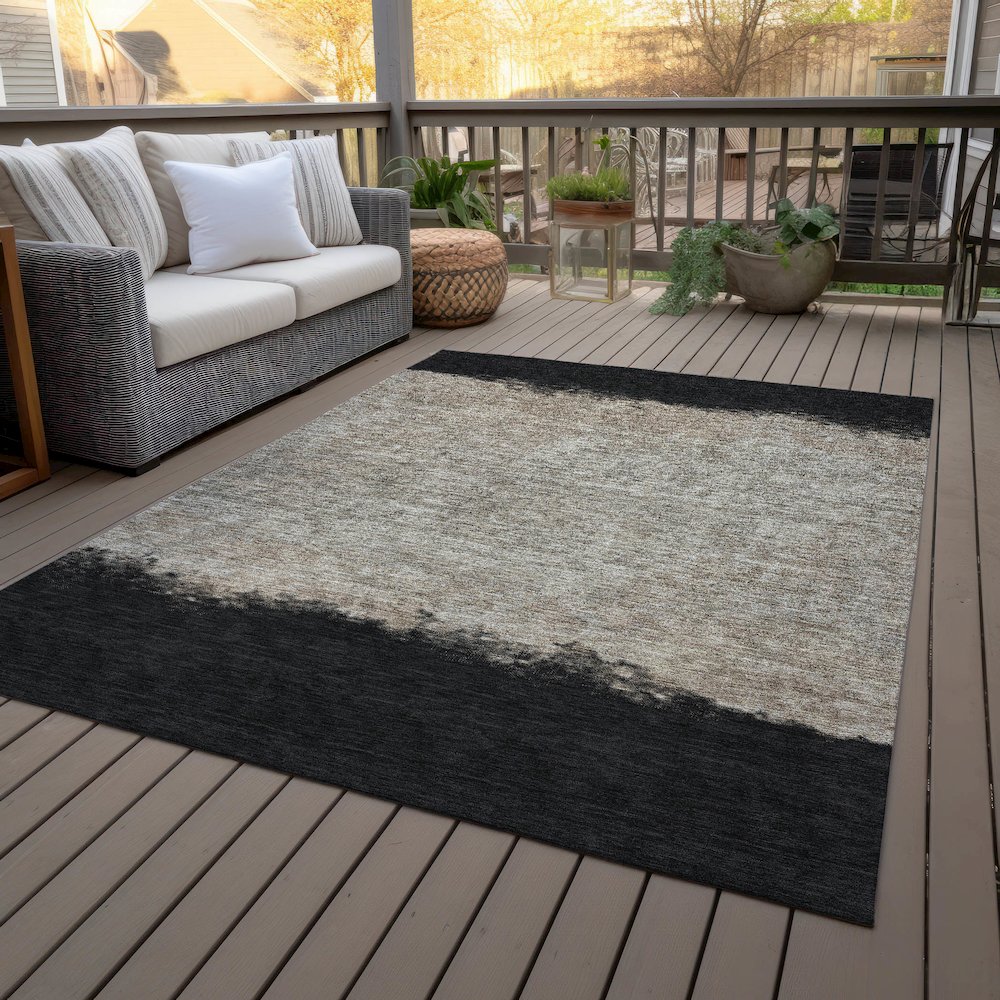 Machine Washable Indoor/Outdoor Chantille ACN2214 Black 8' x 10' Rug. Picture 8