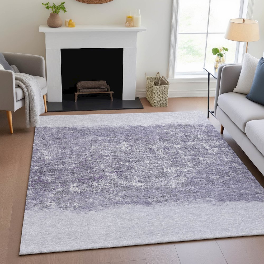 Machine Washable Indoor/Outdoor Chantille ACN2214 Lavender 8' x 10' Rug. Picture 5
