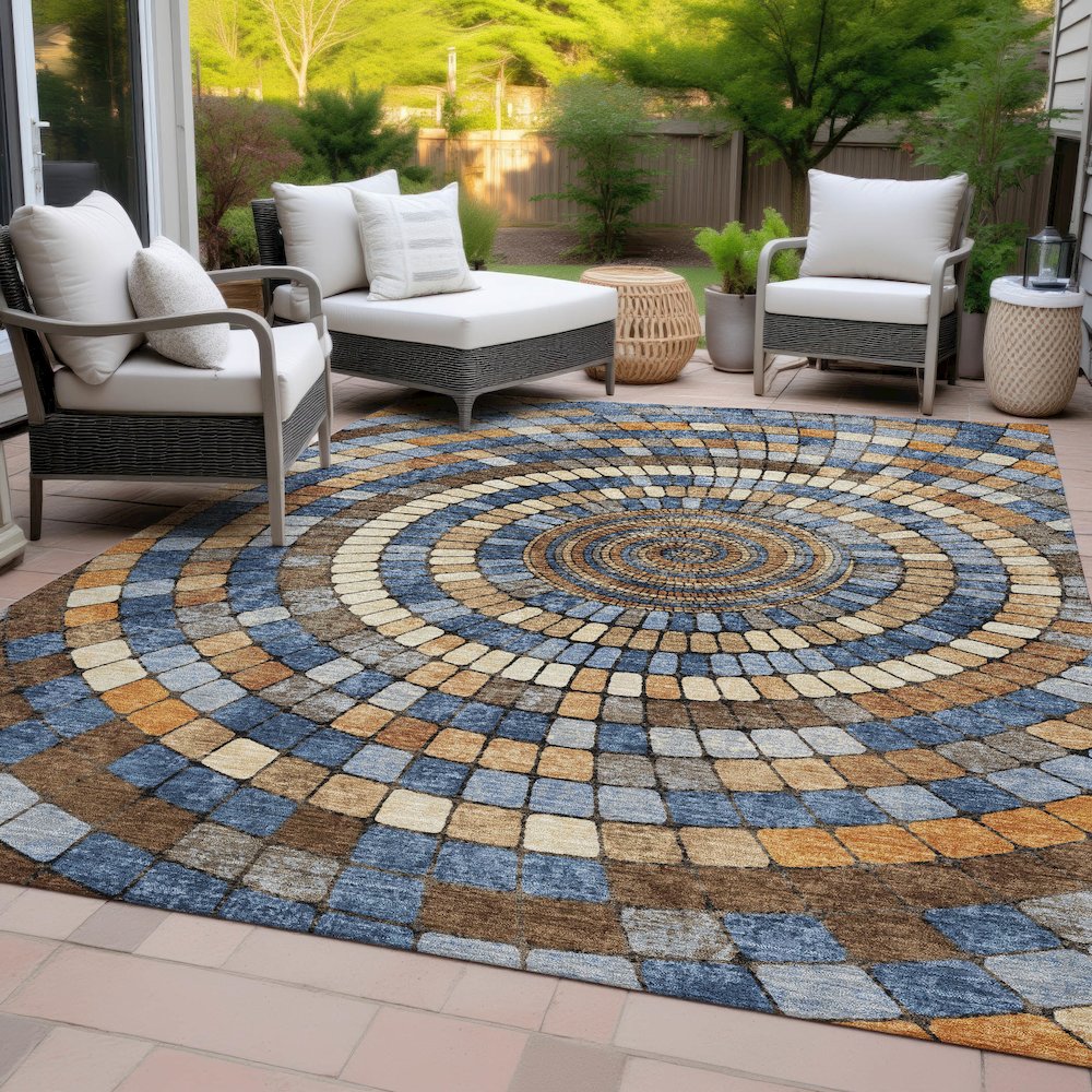 Machine Washable Indoor/Outdoor Chantille ACN2216 Denim 8' x 10' Rug. Picture 8