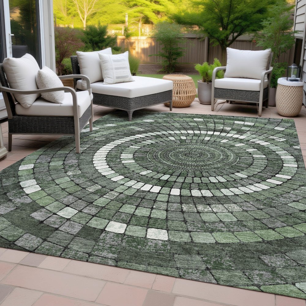 Machine Washable Indoor/Outdoor Chantille ACN2216 Sage 8' x 10' Rug. Picture 8
