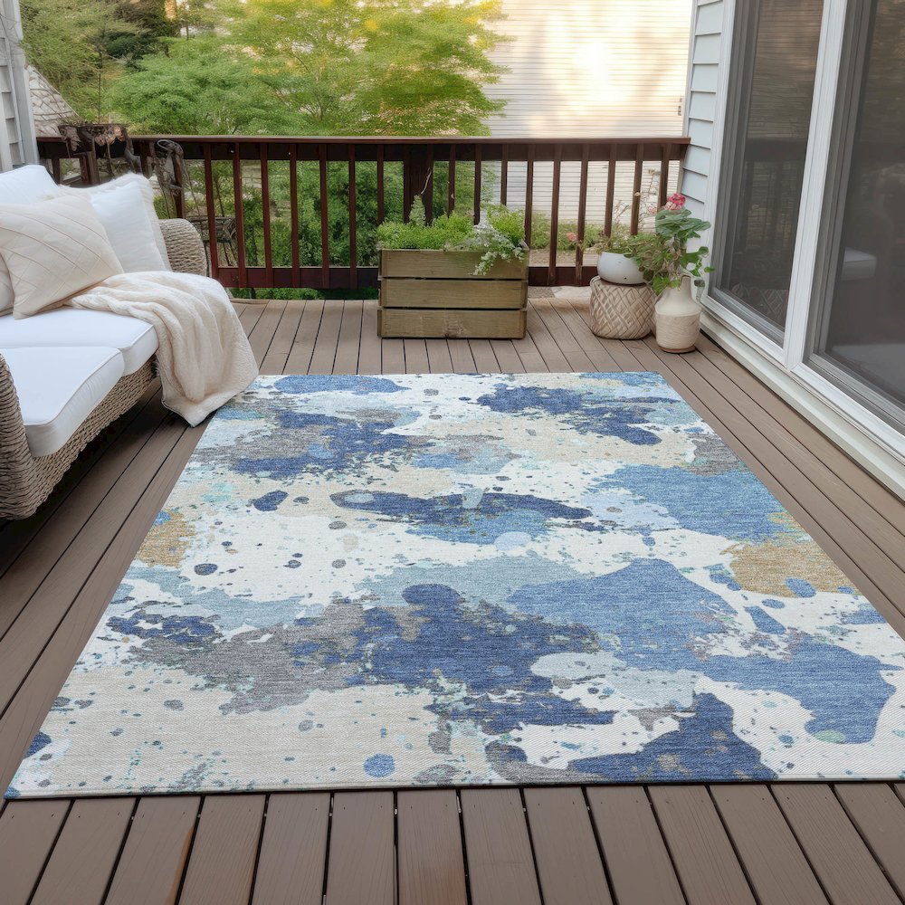 Machine Washable Indoor/Outdoor Chantille ACN2217 Denim 8' x 10' Rug. Picture 7