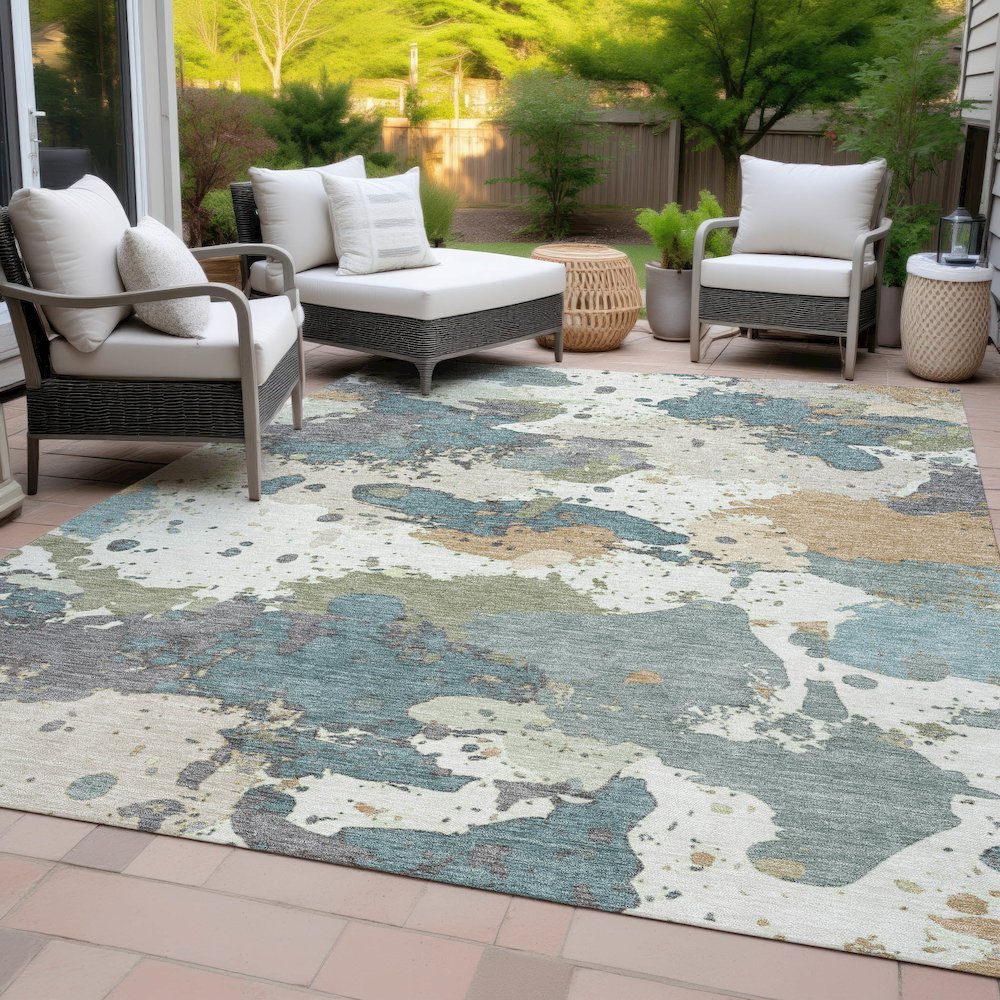 Machine Washable Indoor/Outdoor Chantille ACN2217 Seafoam 8' x 10' Rug. Picture 8