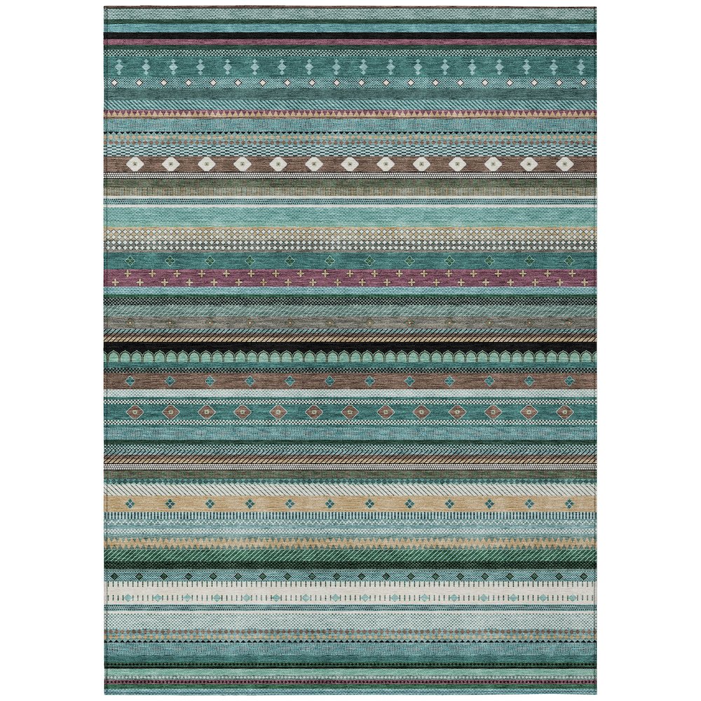Machine Washable Indoor/Outdoor Chantille ACN2218 Teal 8' x 10' Rug. Picture 1