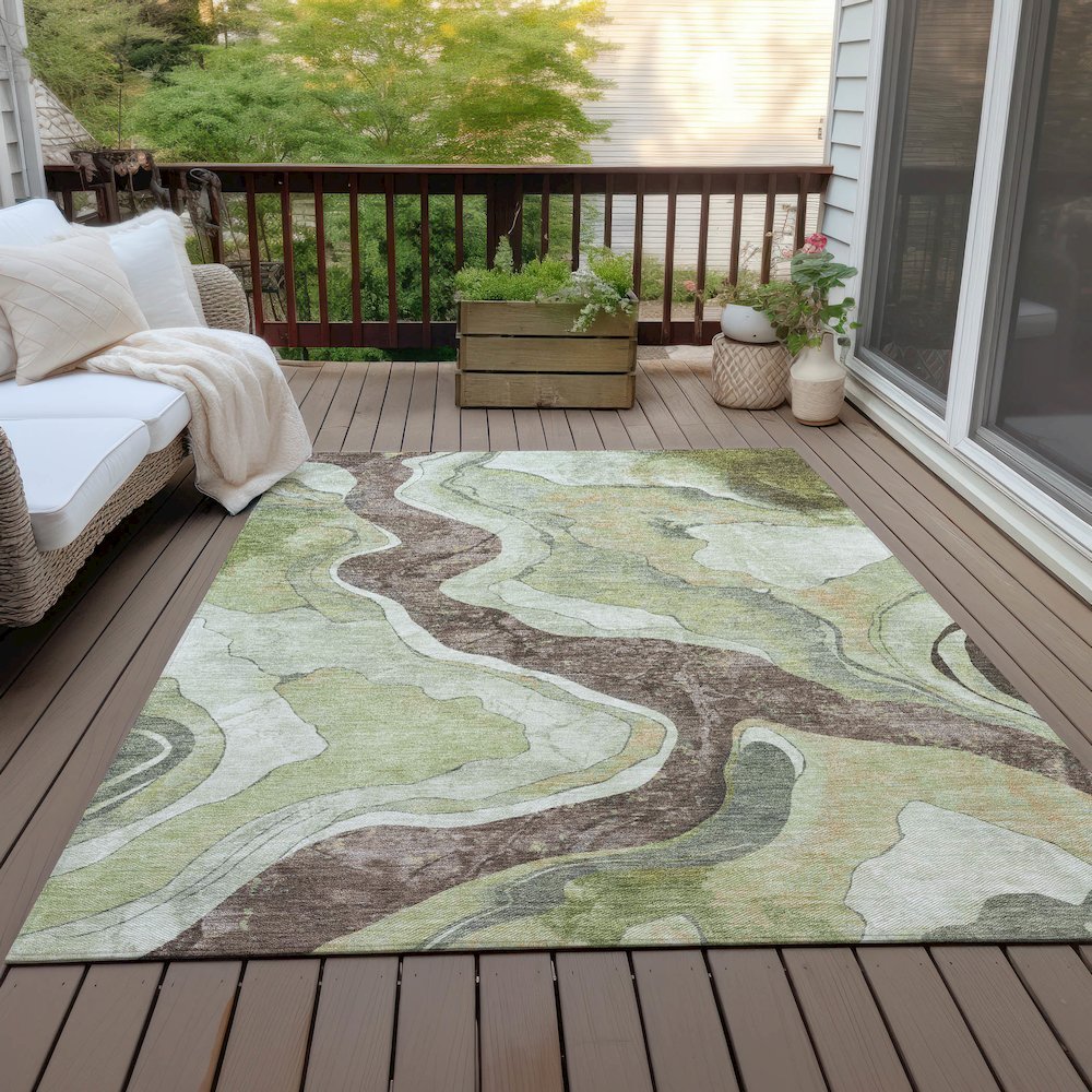Machine Washable Indoor/Outdoor Chantille ACN2219 Aloe 8' x 10' Rug. Picture 7