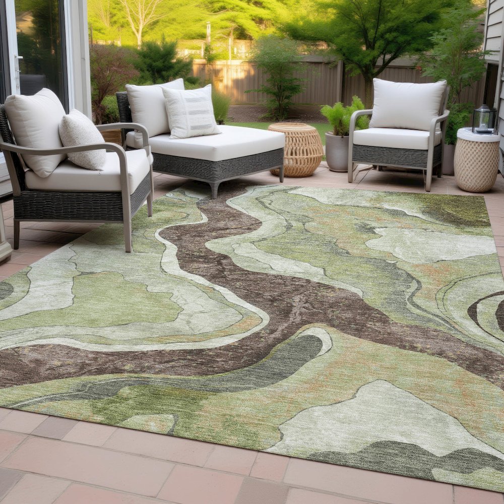 Machine Washable Indoor/Outdoor Chantille ACN2219 Aloe 8' x 10' Rug. Picture 8