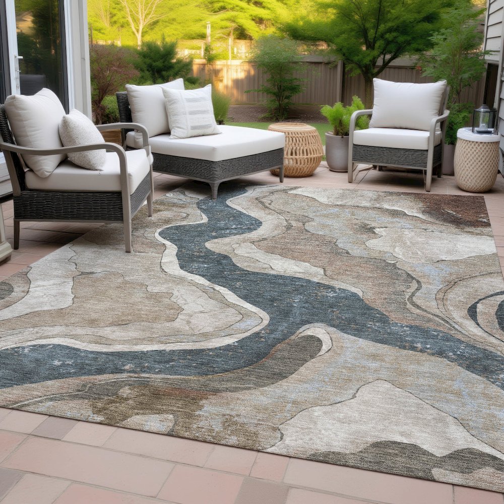 Machine Washable Indoor/Outdoor Chantille ACN2219 Beige 8' x 10' Rug. Picture 8