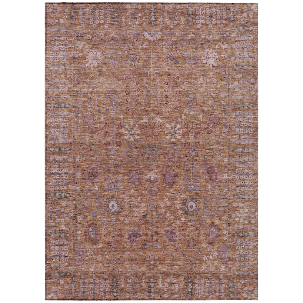 Machine Washable Indoor/Outdoor Chantille ACN2231 Orange 8' x 10' Rug. Picture 1