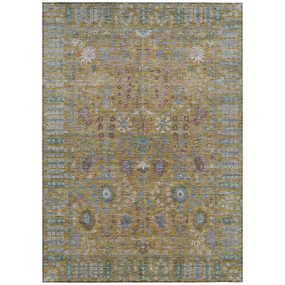 Machine Washable Indoor/Outdoor Chantille ACN2231 Gold 8' x 10' Rug. Picture 1