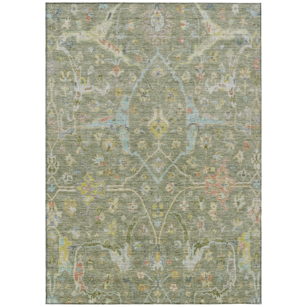 Machine Washable Indoor/Outdoor Chantille ACN2232 Green 8' x 10' Rug. Picture 1
