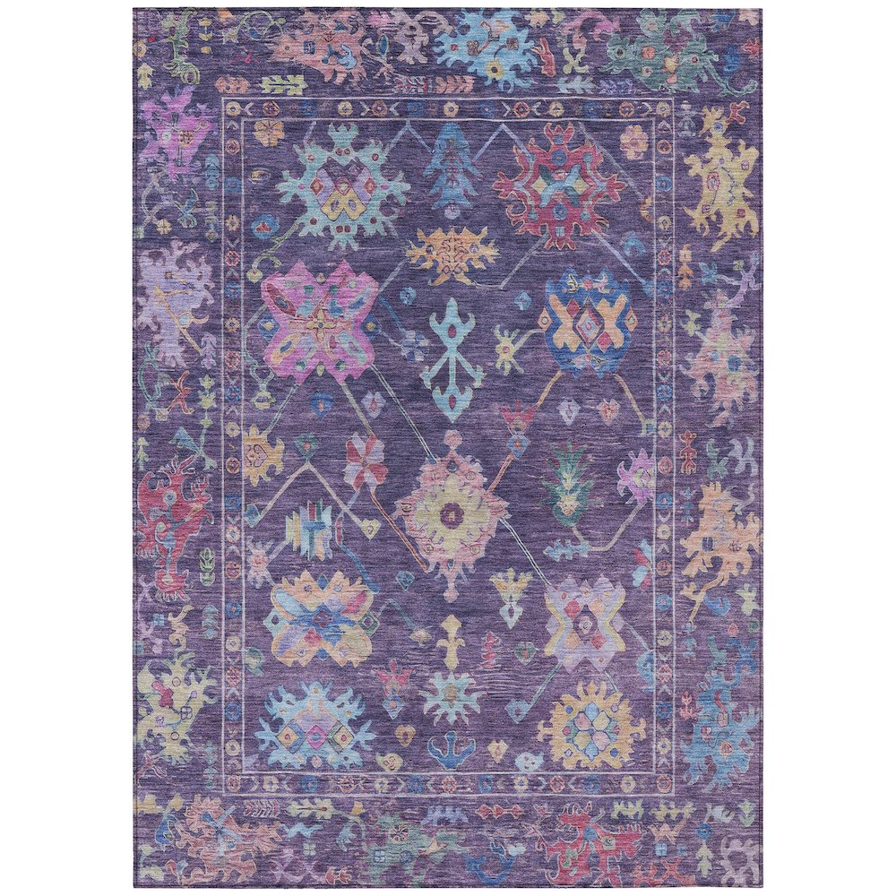 Machine Washable Indoor/Outdoor Chantille ACN2234 Purple 8' x 10' Rug. Picture 1