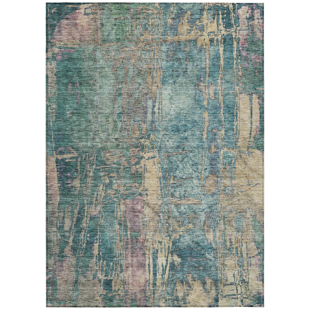 Machine Washable Indoor/Outdoor Chantille ACN2236 Teal 8' x 10' Rug. Picture 1