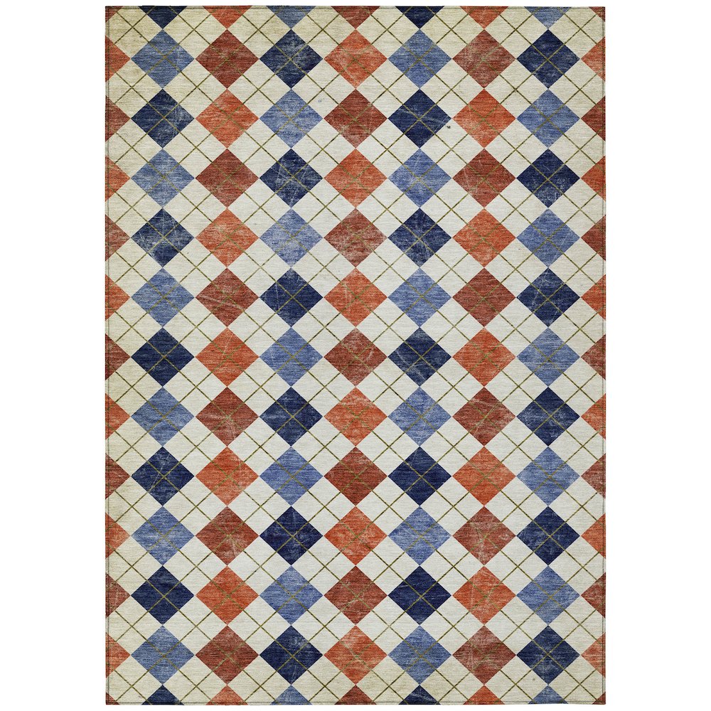 Machine Washable Indoor/Outdoor Chantille ACN2237 Orange 8' x 10' Rug. Picture 1