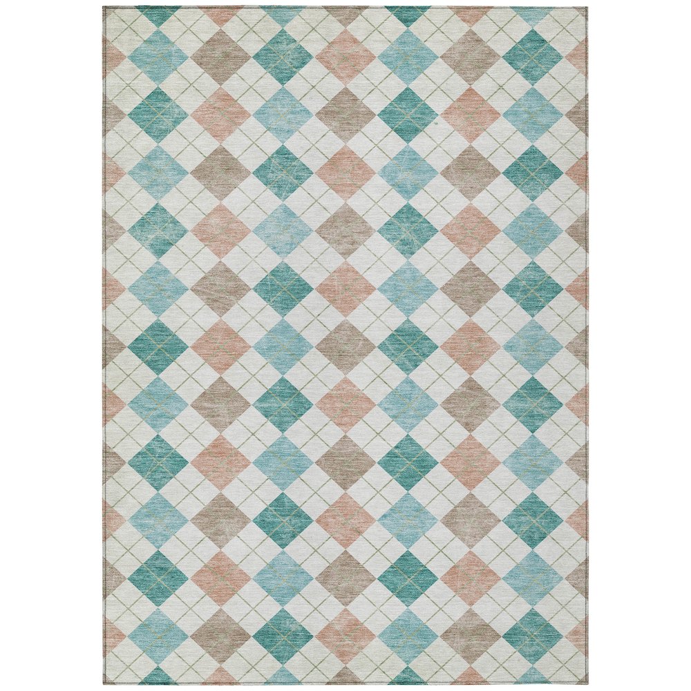 Machine Washable Indoor/Outdoor Chantille ACN2238 Teal 8' x 10' Rug. Picture 1