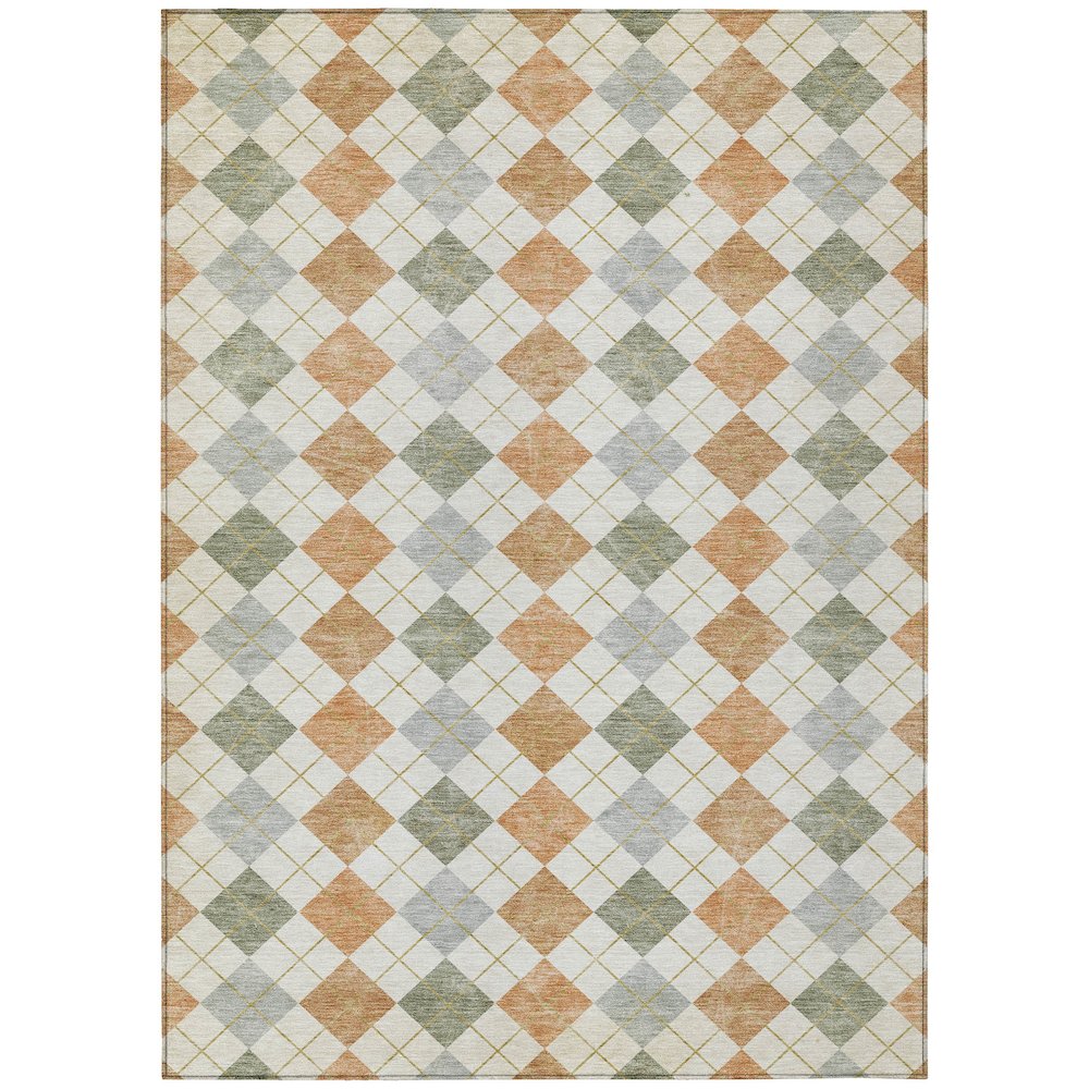 Machine Washable Indoor/Outdoor Chantille ACN2238 Orange 8' x 10' Rug. Picture 1