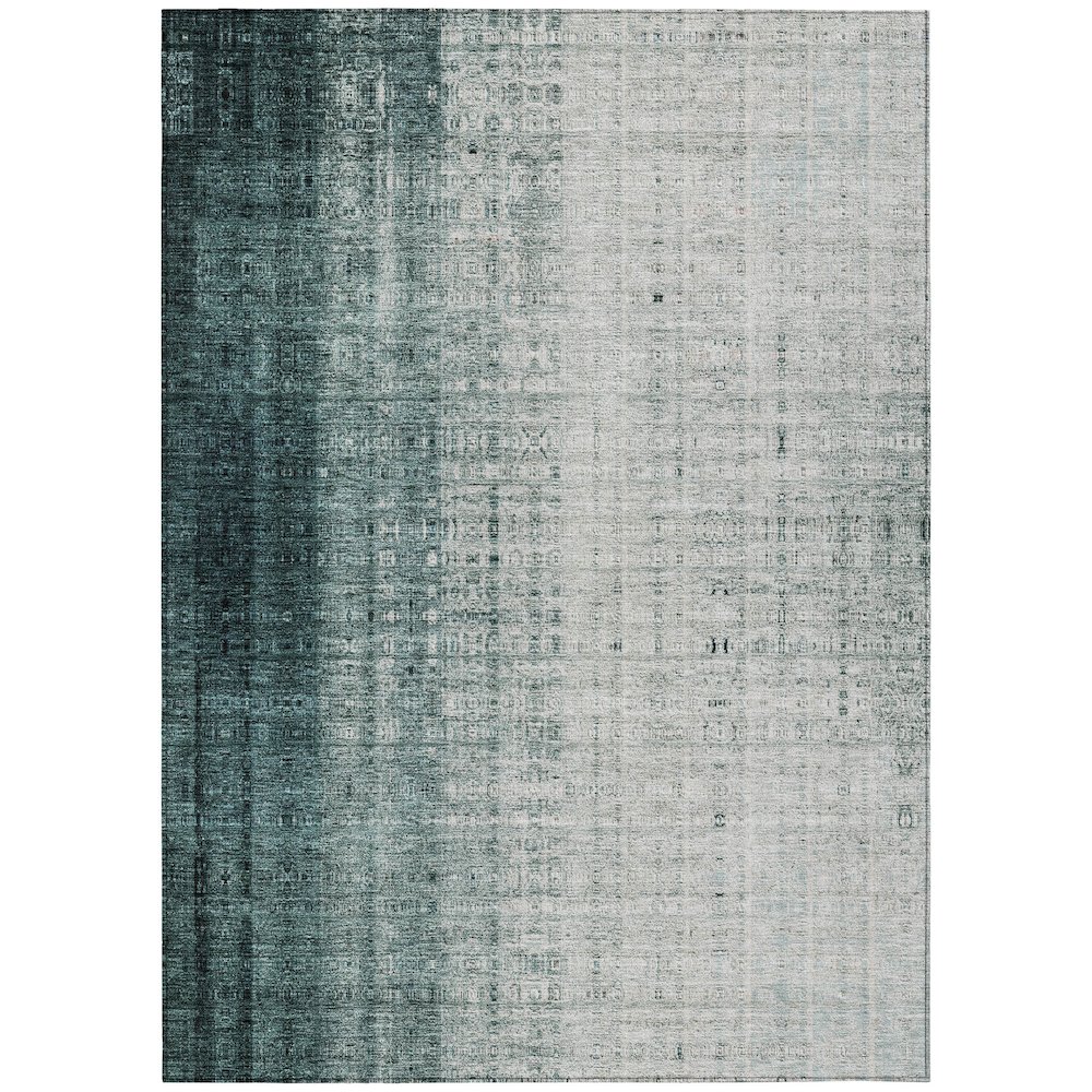 Machine Washable Indoor/Outdoor Chantille ACN2240 Teal 8' x 10' Rug. Picture 1