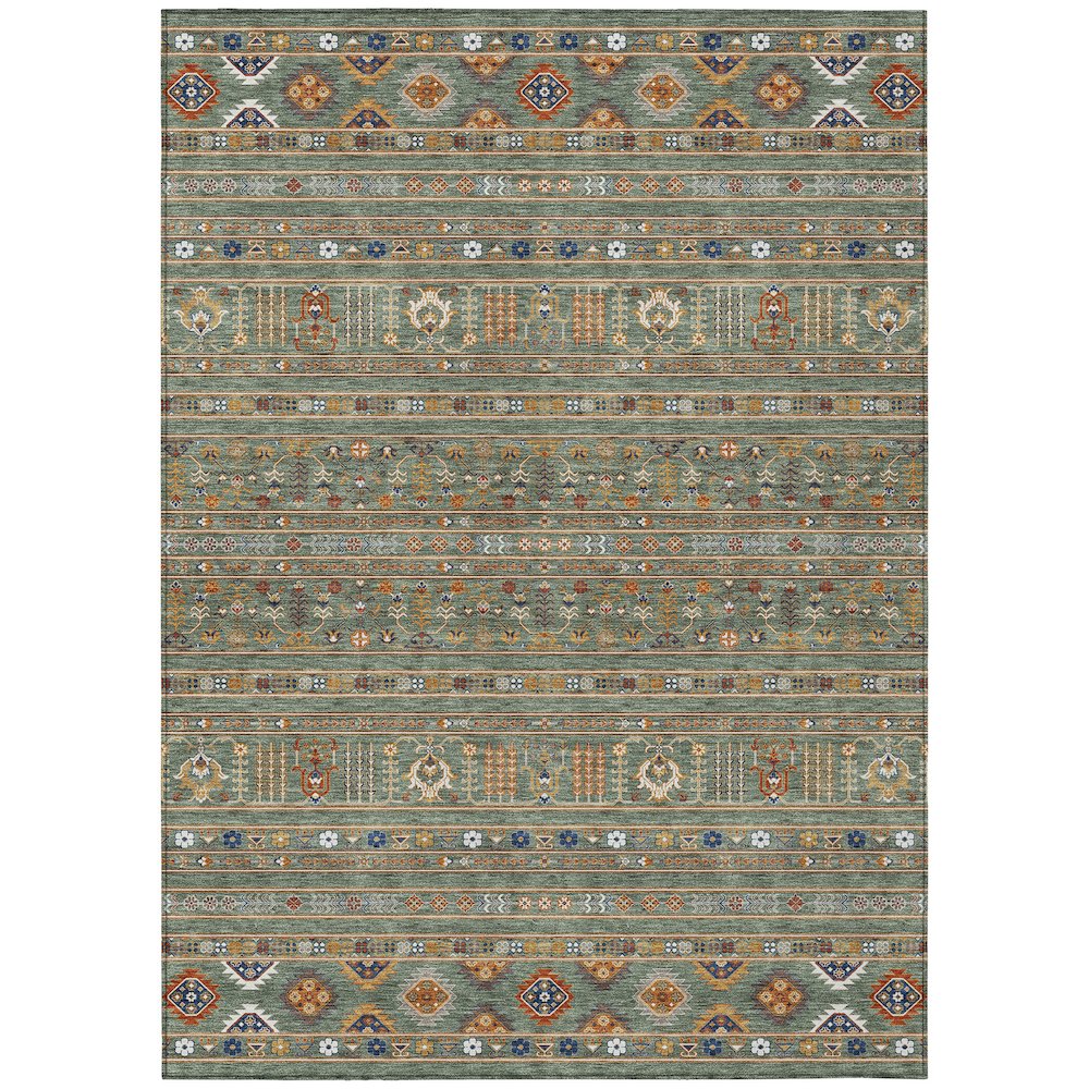 Machine Washable Indoor/Outdoor Chantille ACN2244 Green 8' x 10' Rug. Picture 1