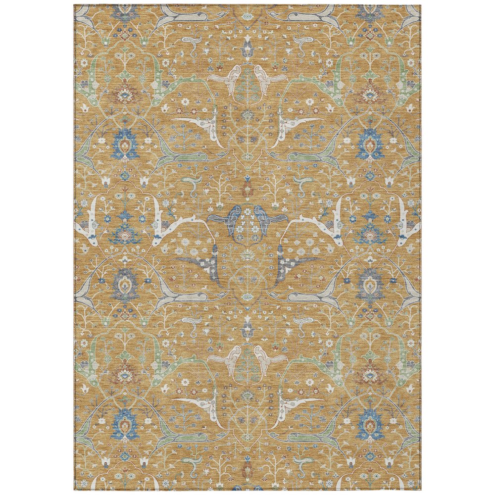 Machine Washable Indoor/Outdoor Chantille ACN2250 Gold 8' x 10' Rug. Picture 1