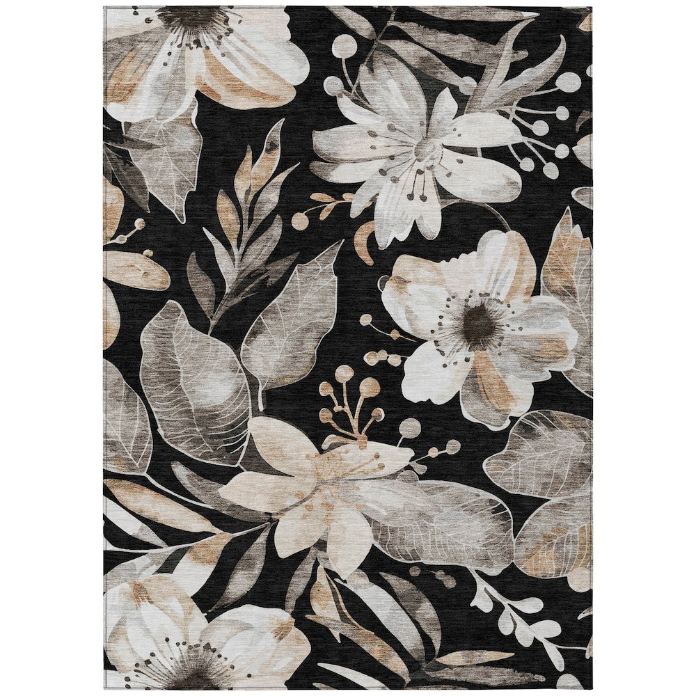 Machine Washable Indoor/Outdoor Chantille ACN2260 Black 8' x 10' Rug. Picture 1