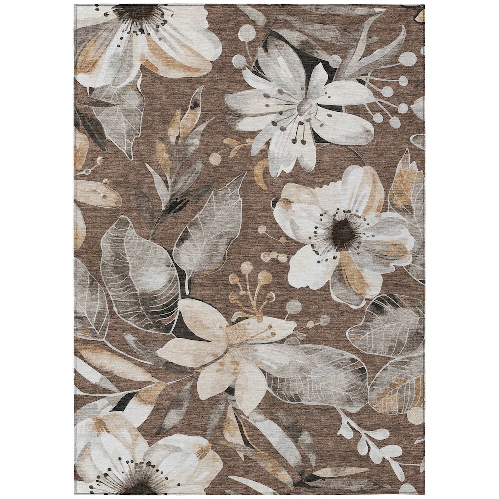 Machine Washable Indoor/Outdoor Chantille ACN2260 Brown 8' x 10' Rug. Picture 1