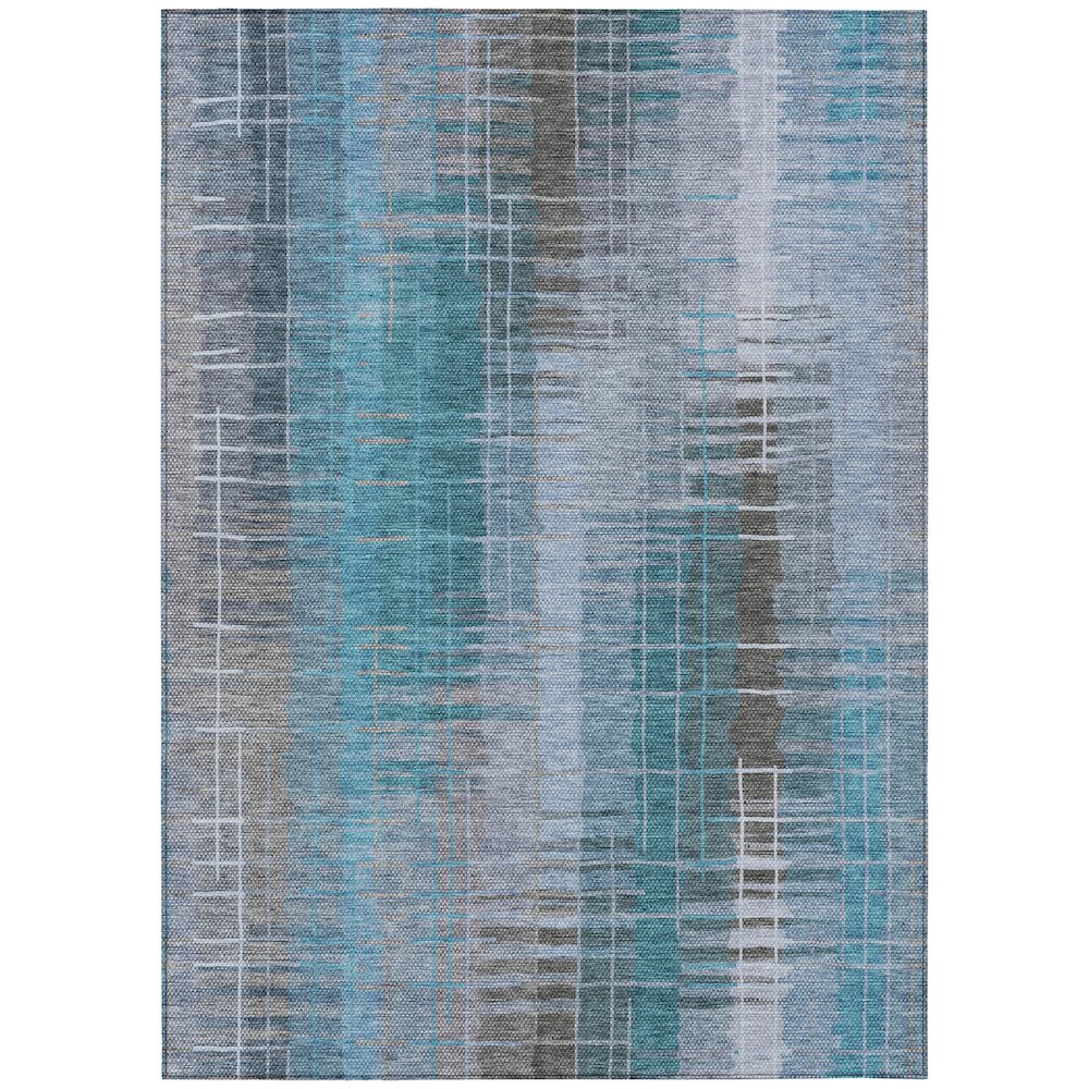 Machine Washable Indoor/Outdoor Chantille ACN2261 Teal 8' x 10' Rug. Picture 1