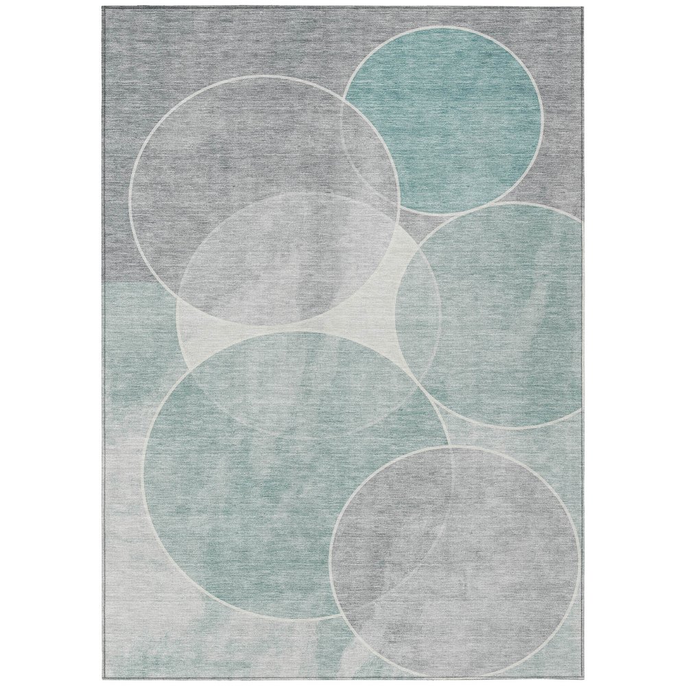 Machine Washable Indoor/Outdoor Chantille ACN2286 Teal 8' x 10' Rug. Picture 1
