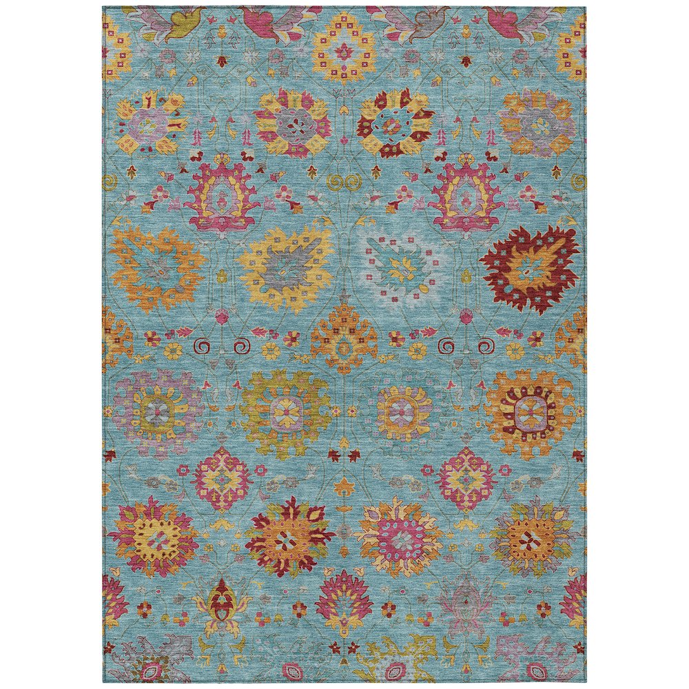 Machine Washable Indoor/Outdoor Chantille ACN2288 Teal 8' x 10' Rug. Picture 1