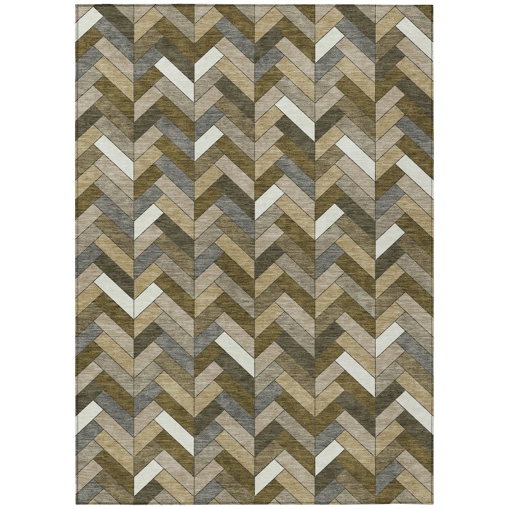 Machine Washable Indoor/Outdoor Chantille ACN2296 Brown 8' x 10' Rug. Picture 1