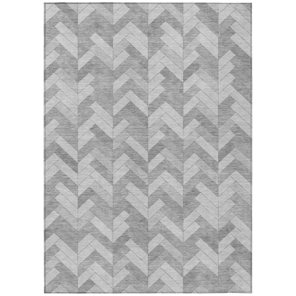 Machine Washable Indoor/Outdoor Chantille ACN2297 Gray 8' x 10' Rug. Picture 1