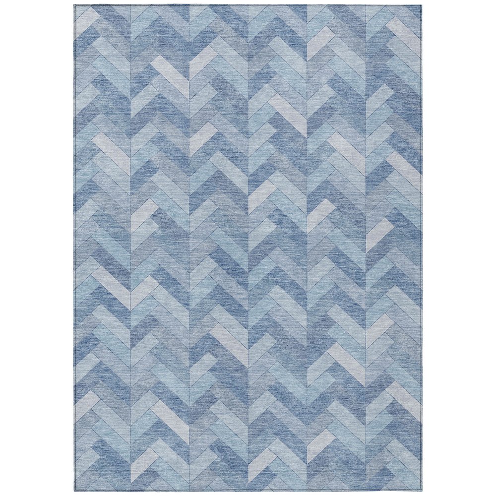 Machine Washable Indoor/Outdoor Chantille ACN2297 Blue 8' x 10' Rug. Picture 1