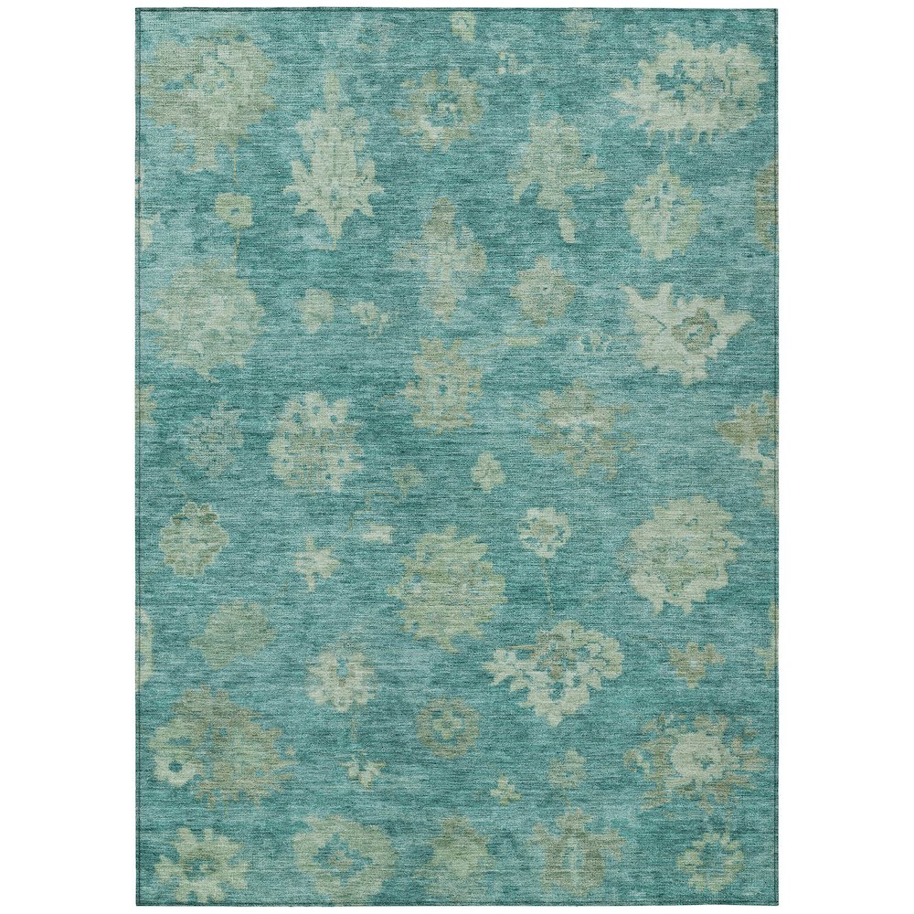 Machine Washable Indoor/Outdoor Chantille ACN2305 Teal 8' x 10' Rug. Picture 1