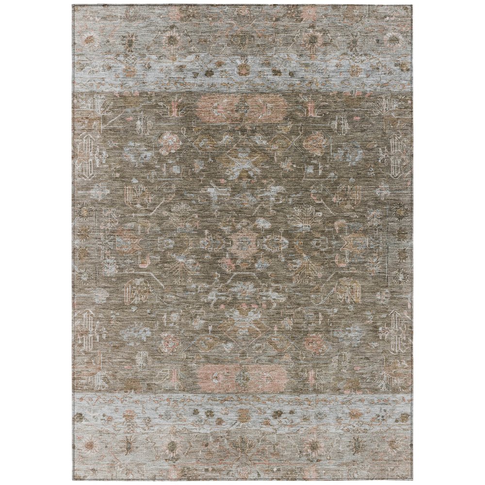 Machine Washable Indoor/Outdoor Chantille ACN2323 Brown 8' x 10' Rug. Picture 1