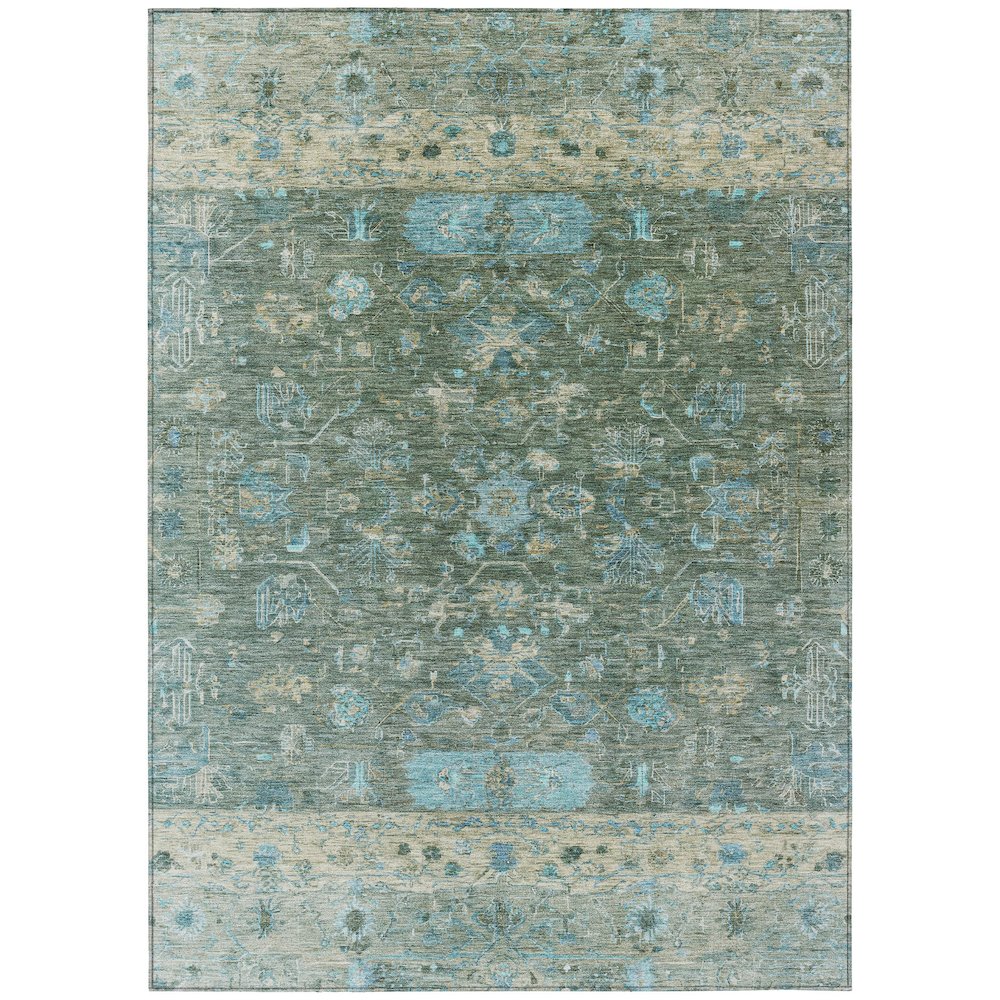 Machine Washable Indoor/Outdoor Chantille ACN2323 Green 8' x 10' Rug. Picture 1