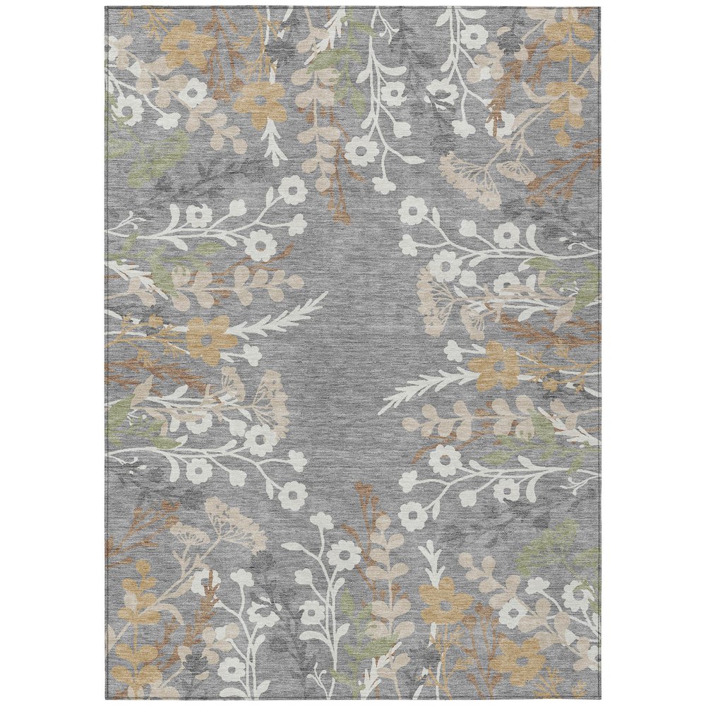 Machine Washable Indoor/Outdoor Chantille ACN2334 Gray 8' x 10' Rug. Picture 1